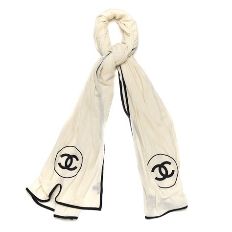 black and White Chanel scarf